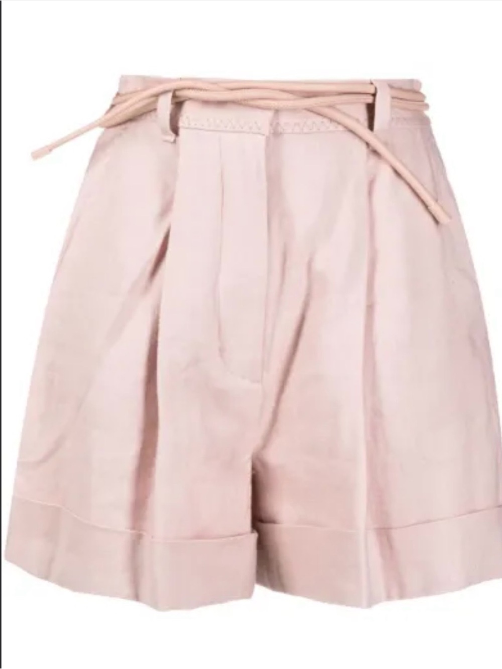 Zimmermann Linen Pleated Shorts in Light Blush